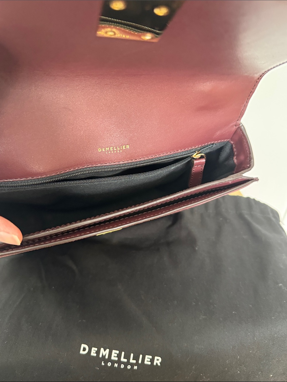 DeMellier Wine Burgundy Suede The Vancuver Crossbody with Gold Hardware - Picture 5 of 10